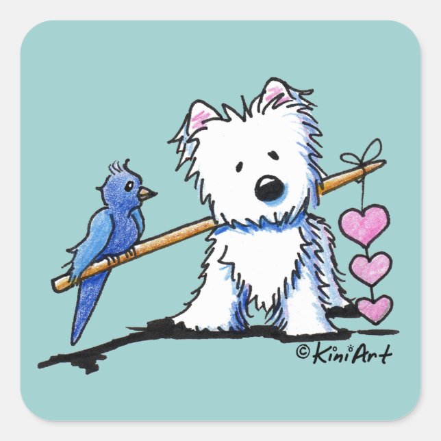 Heart Strings Westie Sticker (Front)
