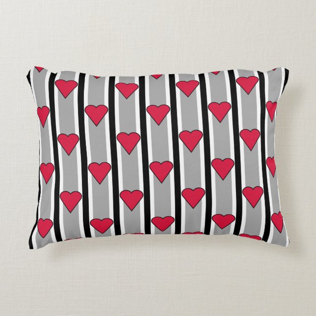 Heart Striped Decorative Cushion (Front)