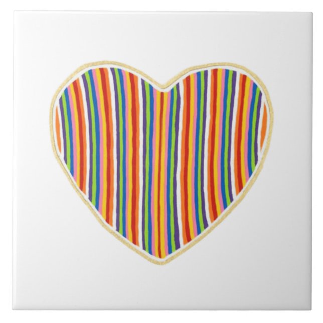 Heart Stripes 6 x 6 Ceramic Tile (Front)