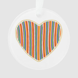 Heart Stripes Acrylic Ornament