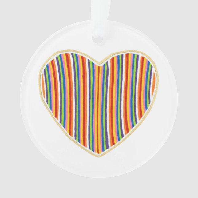 Heart Stripes Acrylic Ornament (Front)