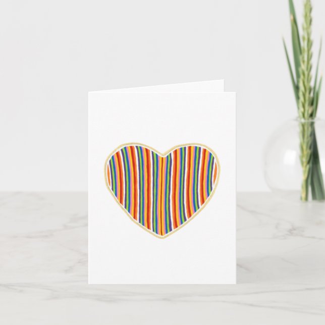 Heart Stripes Blank Note Card (Front)