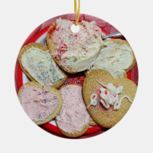 Heart Sugar Cookies, Personalised Christmas Ceramic Ornament