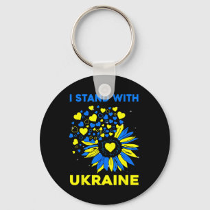 Heart Sunflower I Stand With Ukraine Key Ring