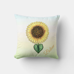 Heart Sunflower on Pastel Shades Cushion