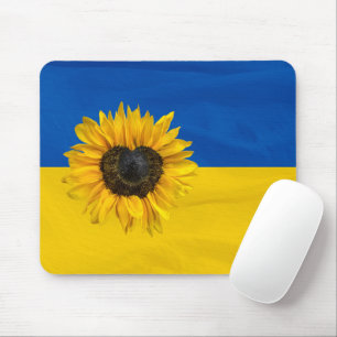 Heart Sunflower on Ukraine Flag Mouse Pad