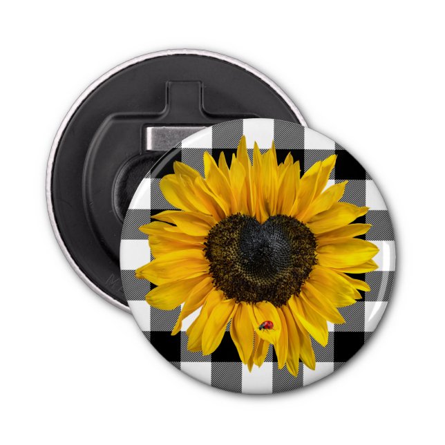 Heart Sunflower with Ladybug   Bottle Opener (Front)