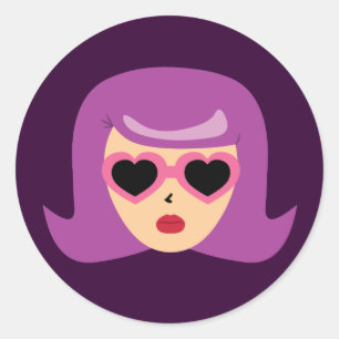 Heart Sunglasses Classic Round Sticker