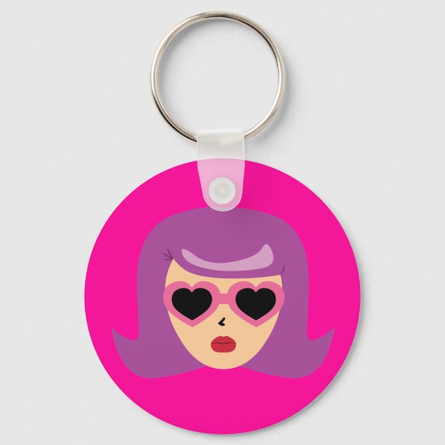 Heart Sunglasses Key Ring (Front)