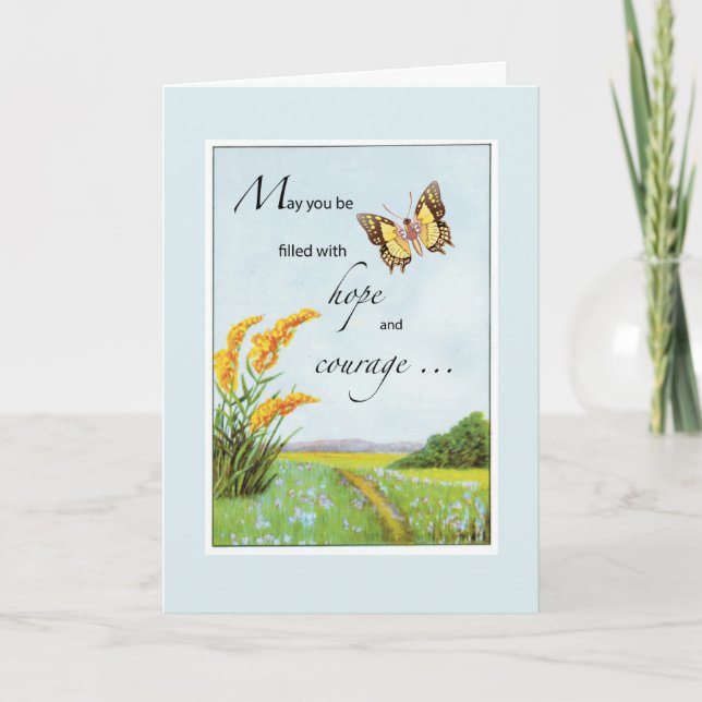Heart Surgery Get Well with Butterfly Wildflower Card (Front)