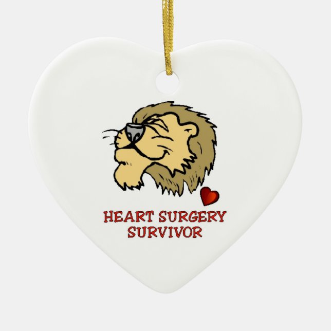 Heart Surgery Survivor Lion Ceramic Ornament (Front)