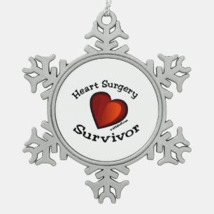 Heart Surgery Survivor Snowflake Pewter Christmas Ornament