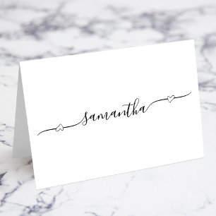 Heart Swash Signature Guest Name Place Cards
