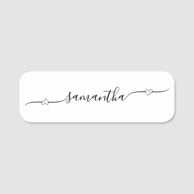 Heart Swash Signature Name Name Tag (Front)