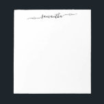 Heart Swash Signature Name Notepad<br><div class="desc">Create your own personalised or monogramed gift for your bridesmaids.
Customise the drop shadow and font colour of the heart swash handwritten calligraphy script.
Change the background colour or text colours to match your wedding palette.</div>