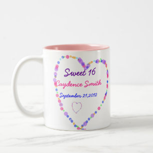 Heart- Sweet 16 Birthday Two-Tone Coffee Mug