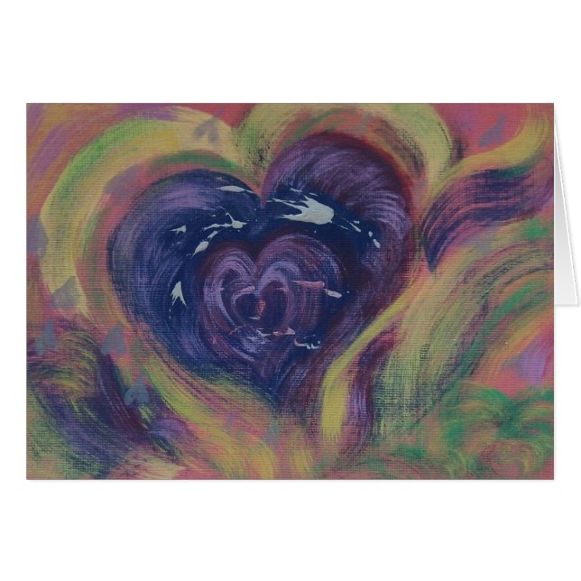 Heart Swimming With Love - Hand-Painted Card (Front Horizontal)