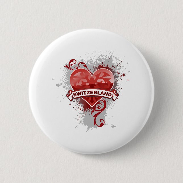 Heart Switzerland 6 Cm Round Badge (Front)