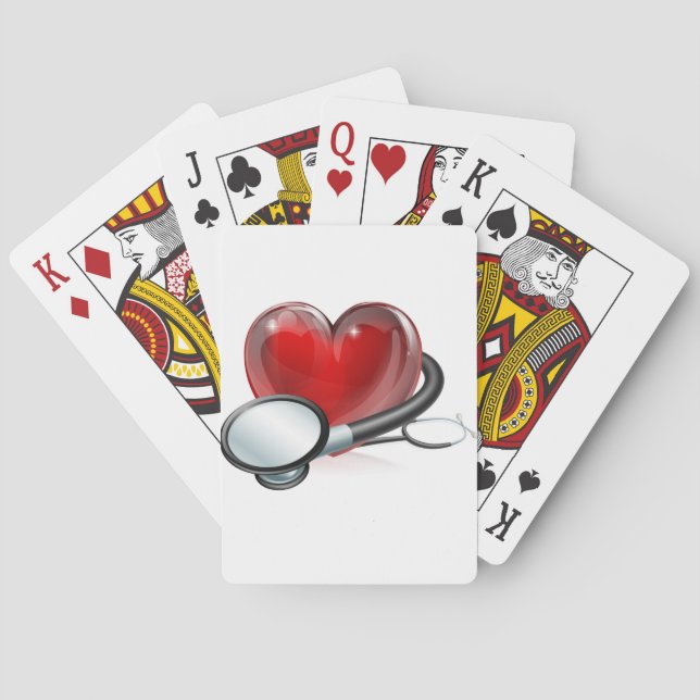 Heart symbol and stethoscope playing cards (Back)