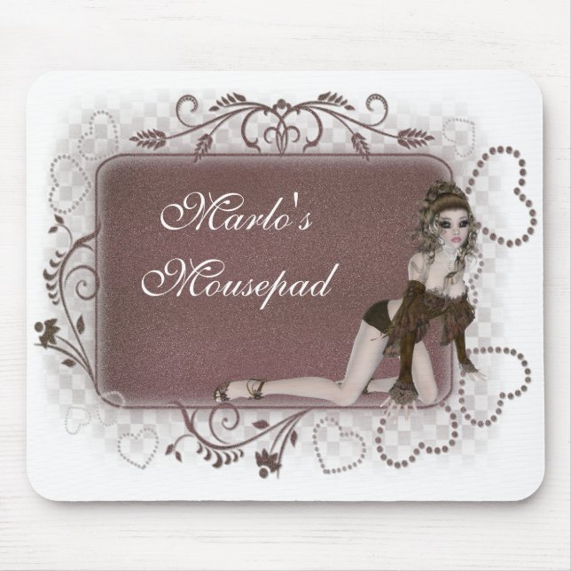 Heart Tag Elf Design - Customisable Mousepad (Front)