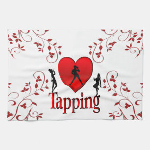 Heart Tap Dance Design Tea Towel