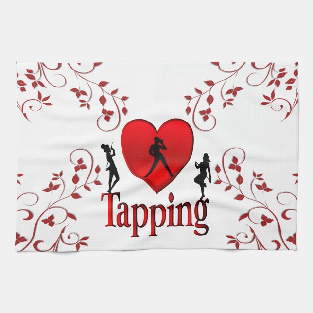Heart Tap Dance Design Tea Towel (Horizontal)