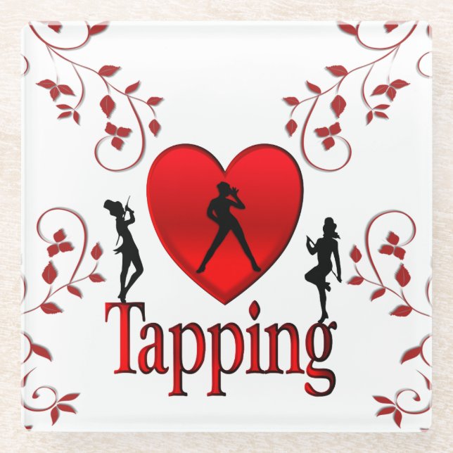  Heart Tapping  Dance Design Glass Coaster (Front)