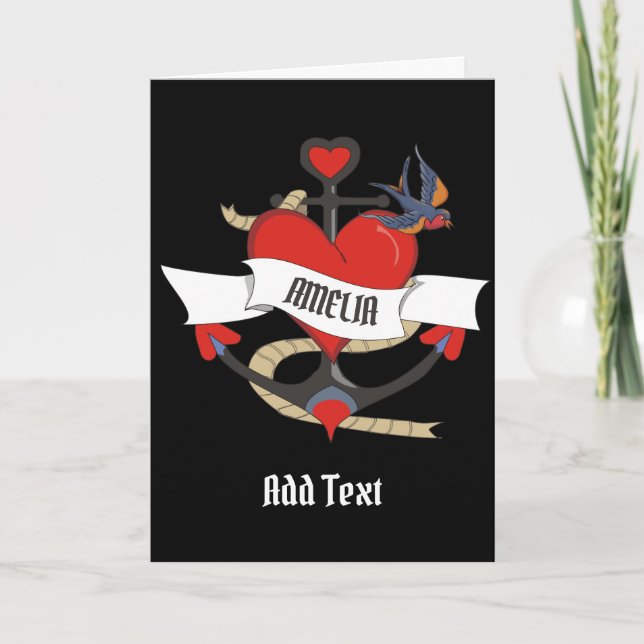 Heart Tattoo with customized name. Card (Front)