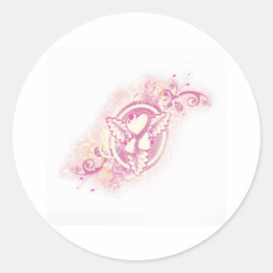 Heart Tattoo with Flowers Classic Round Sticker
