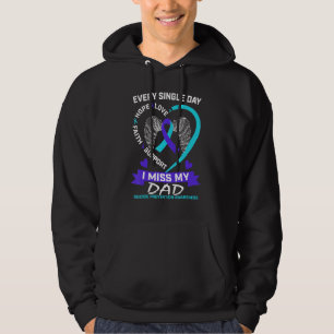Heart Teal Purple I Miss My Dad Suicide Awareness Hoodie
