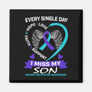 Heart Teal Purple I Miss My Son Suicide Awareness Magnet