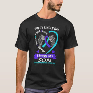 Heart Teal Purple I Miss My Son Suicide Awareness  T-Shirt