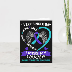Heart Teal Purple Miss My Uncle Suicide Awareness  Card