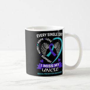 Heart Teal Purple Miss My Uncle Suicide Awareness  Coffee Mug