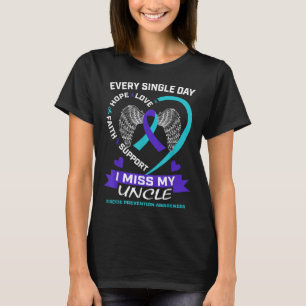 Heart Teal Purple Miss My Uncle Suicide Awareness T-Shirt