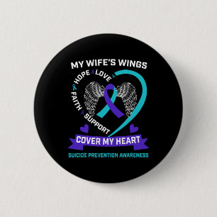 Heart Teal Purple Miss My Wife Suicide Awareness P 6 Cm Round Badge