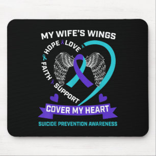 Heart Teal Purple Miss My Wife Suicide Awareness P Mouse Pad