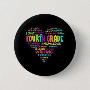 Heart Tee Fourth Grade Team Teacher Student Back T 6 Cm Round Badge