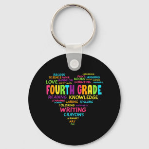 Heart Tee Fourth Grade Team Teacher Student Back T Key Ring