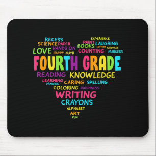 Heart Tee Fourth Grade Team Teacher Student Back T Mouse Pad