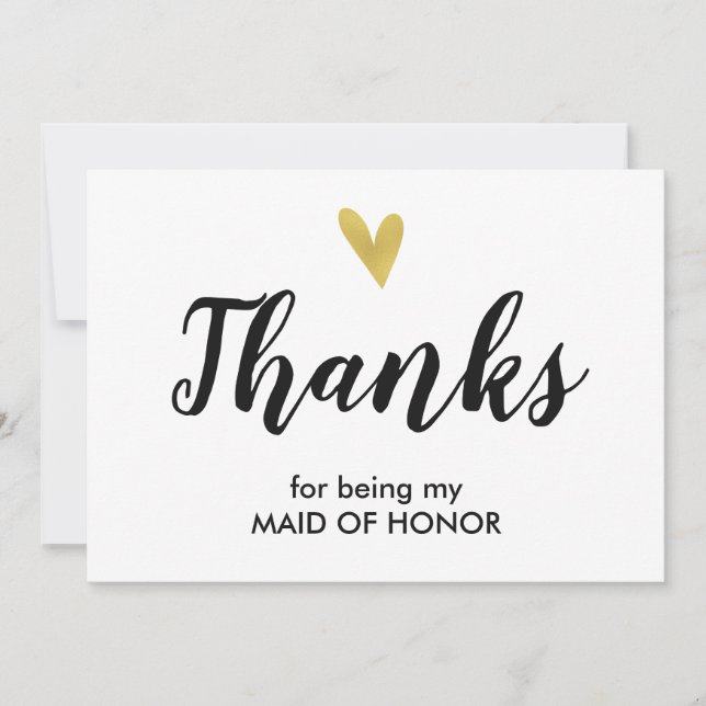 Heart | Thank You For Being My Maid Of Honour Card (Front)