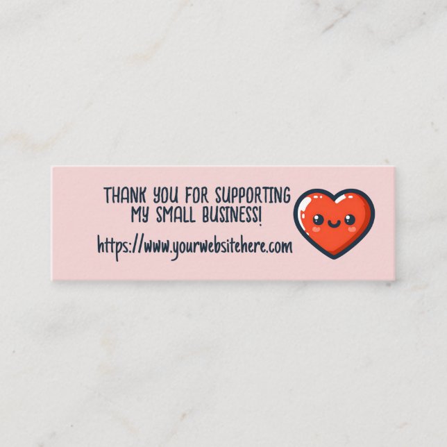 Heart Thank You For Supporting My Small Business Mini Business Card (Front)