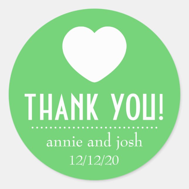 Heart Thank You Labels (Lime Green) (Front)