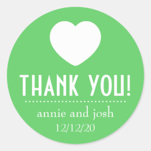 Heart Thank You Labels (Lime Green)