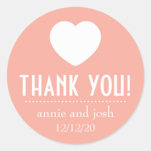 Heart Thank You Labels (Peach)