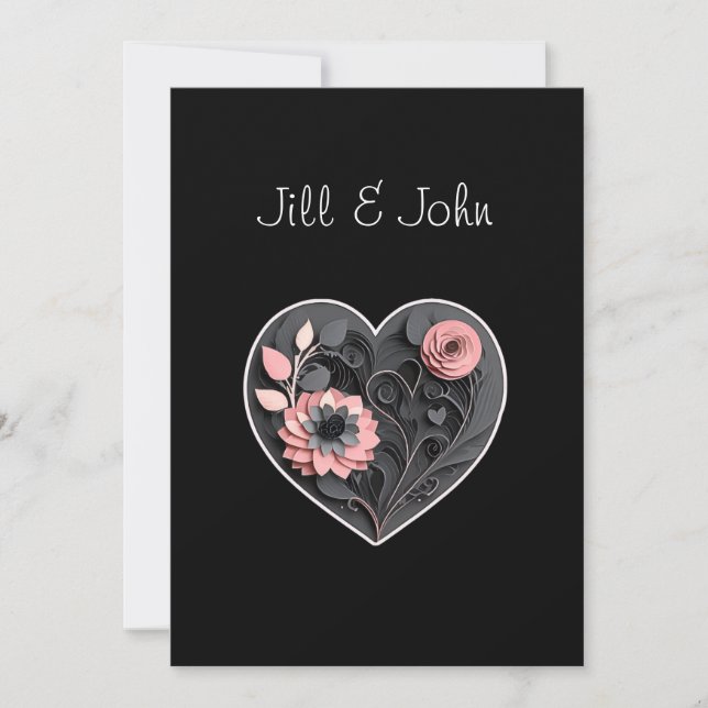 Heart Thank You Note Quilling Wedding   Card (Front)