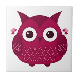 Heart the Pink Owl Ceramic Tile