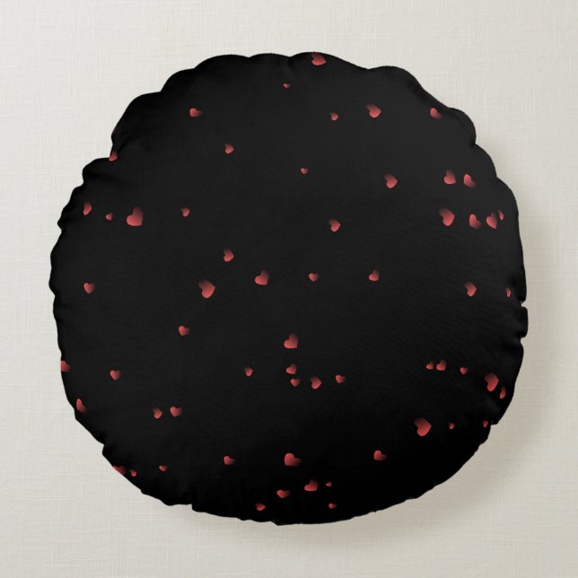 Heart Theme with Black Background Round Pillow (Front)