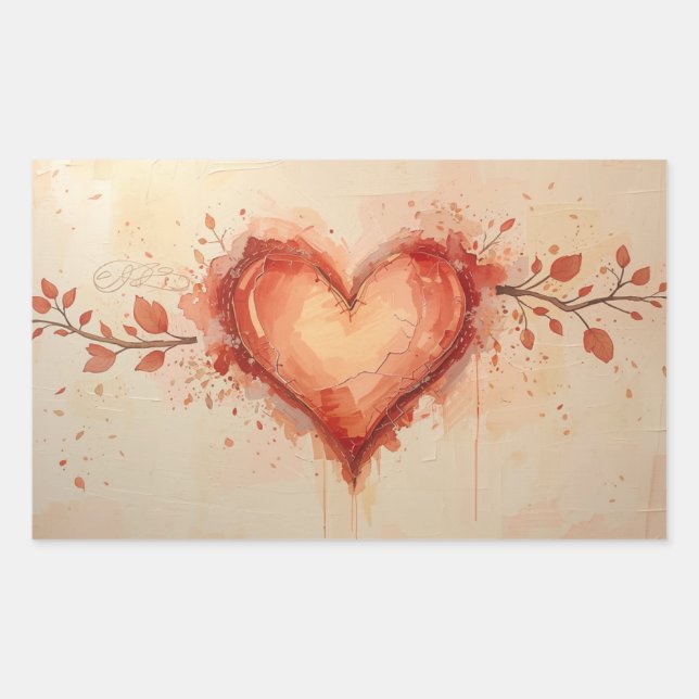 Heart-Themed Painting Images Collection Rectangular Sticker (Front)
