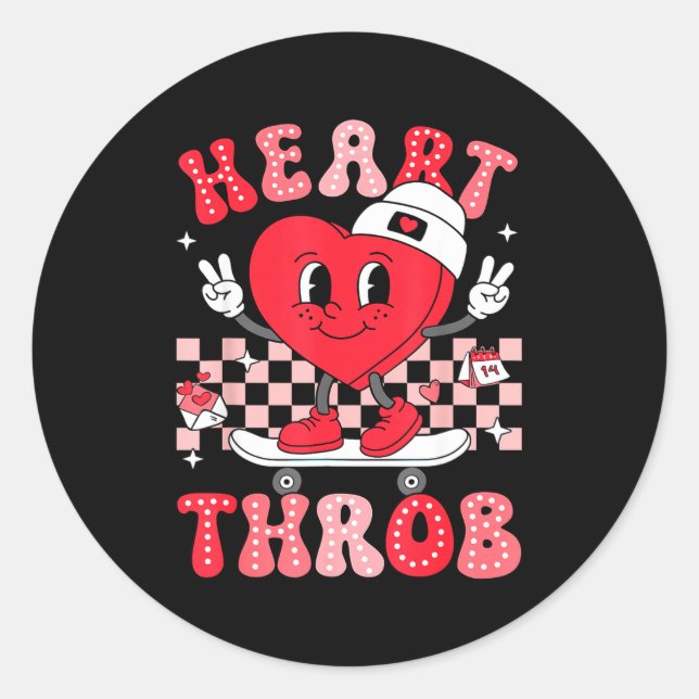 Heart Throb Groovy Valentine Toddler Men Boys Cute Classic Round Sticker (Front)